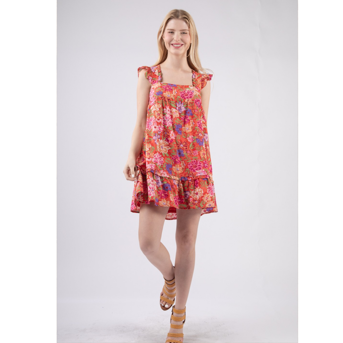 Fruit cocktail Dress Cap sleeve Dress with Tie Back
