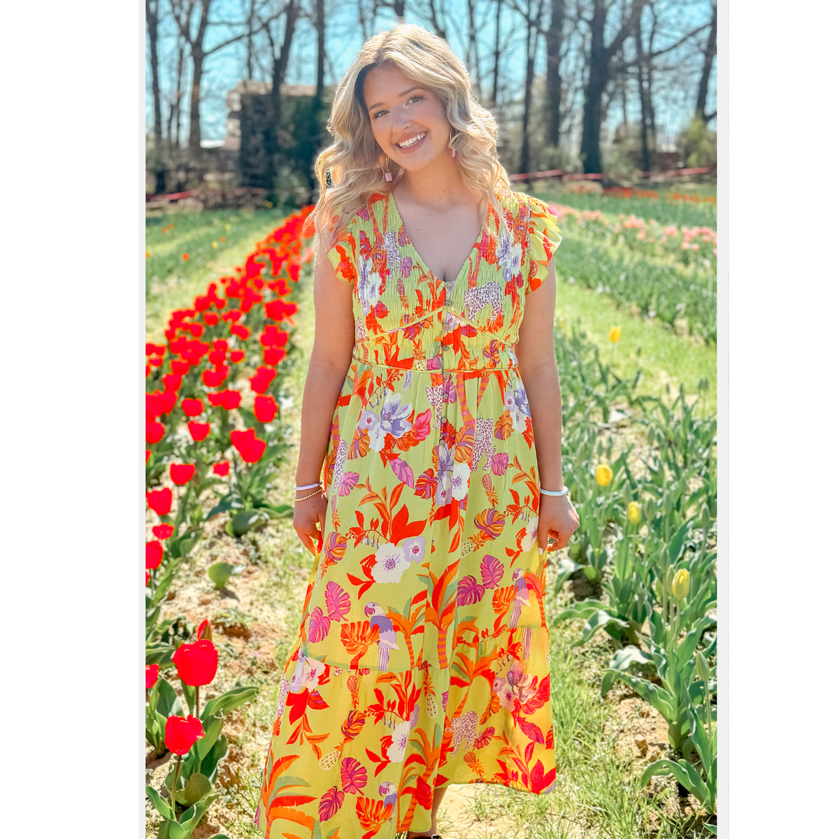 Floral Print Peach Blossom Maxi Dress