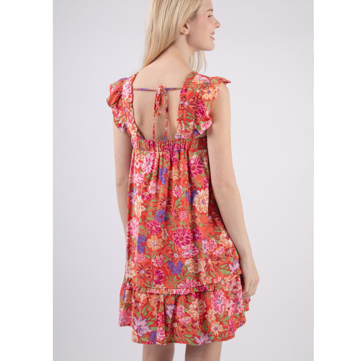 Fruit cocktail Dress Cap sleeve Dress with Tie Back