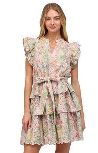 Floral Eyelet Lace Tiered Dress