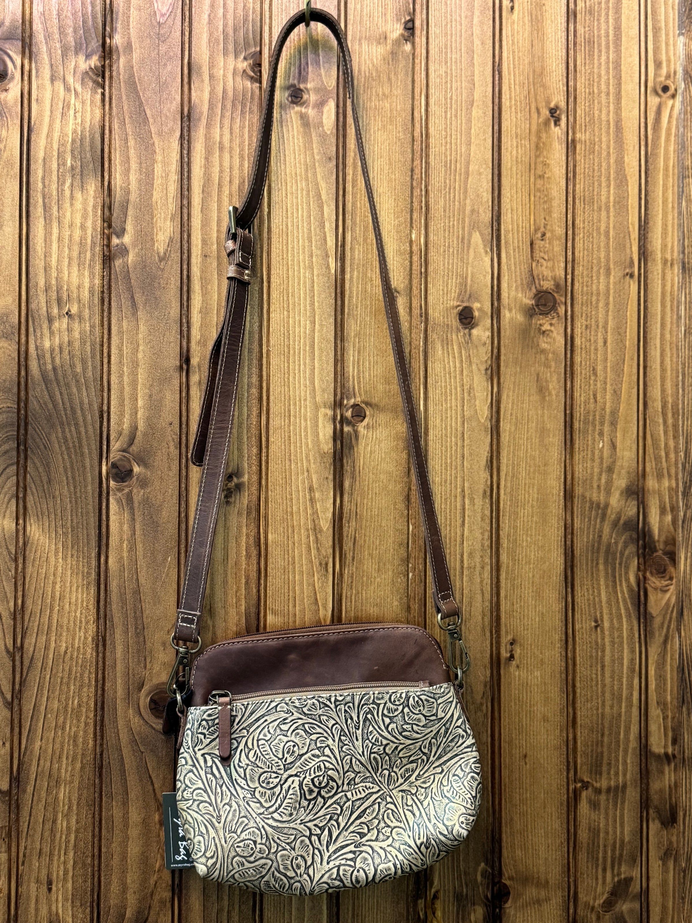 Gold Leather Embossed Crossbody *Final Sale*