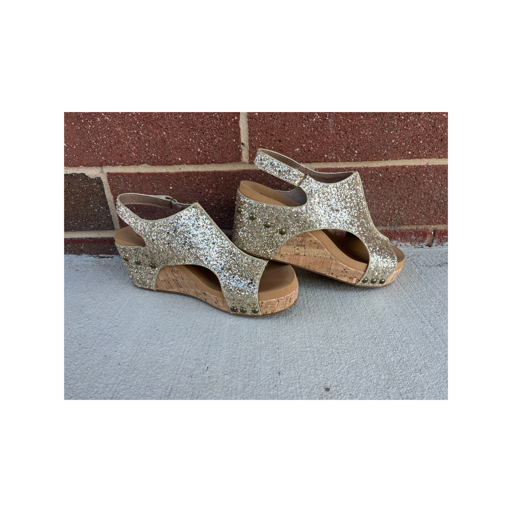 Corky's Carley Gold Glitter Wedges Molly Malone's Boutique