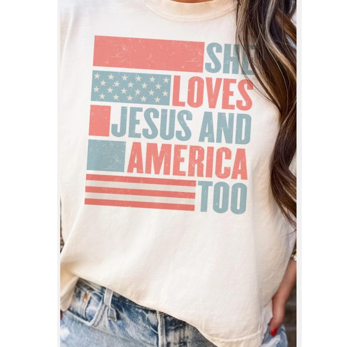 She Loves Jesus And America Graphic Tee