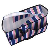 Striped bag with a clear front on a white background