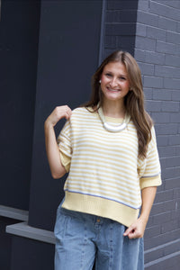 Stripe Sweetheart Trim Sweater