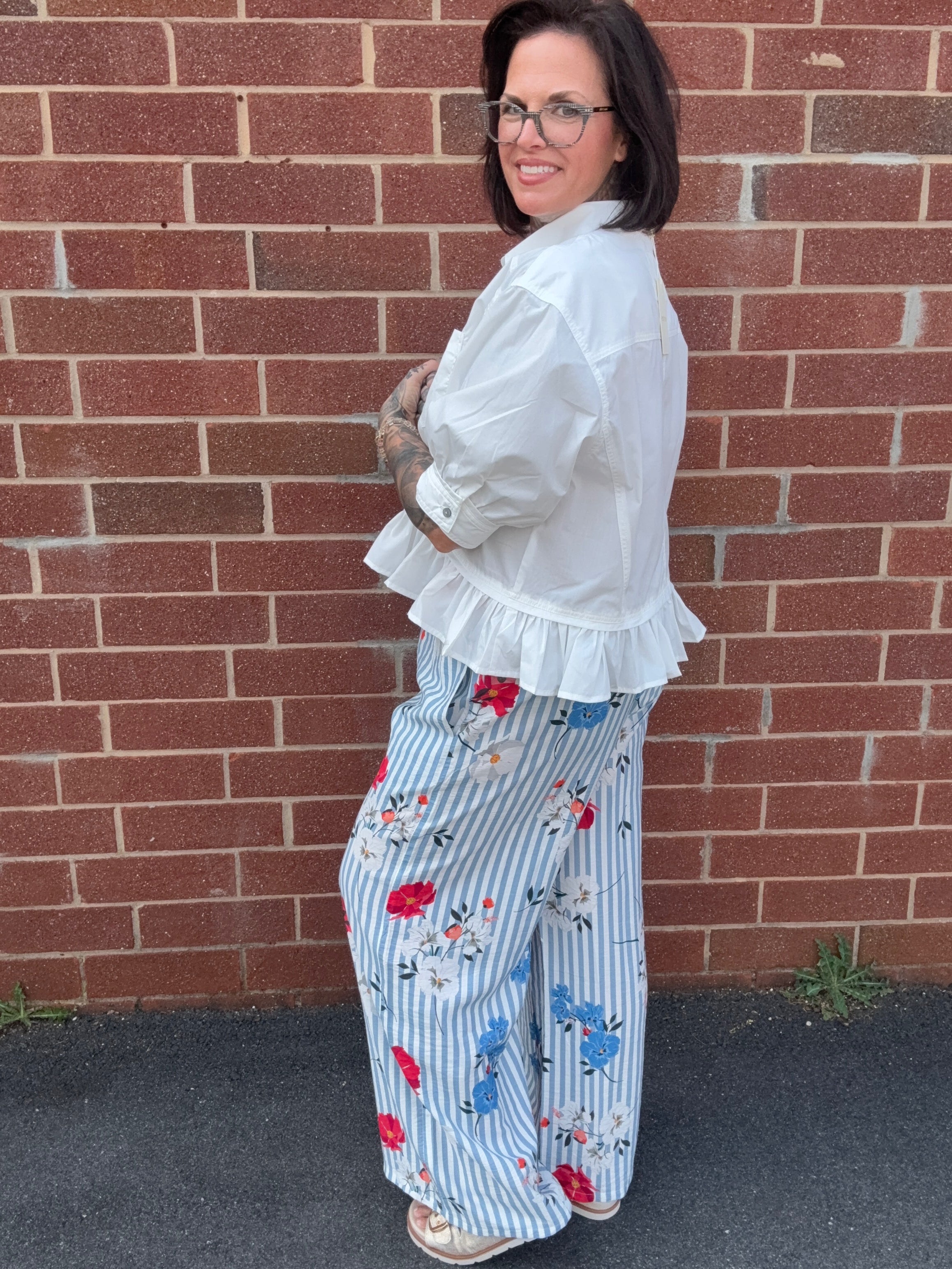 Floral Stripe Pants