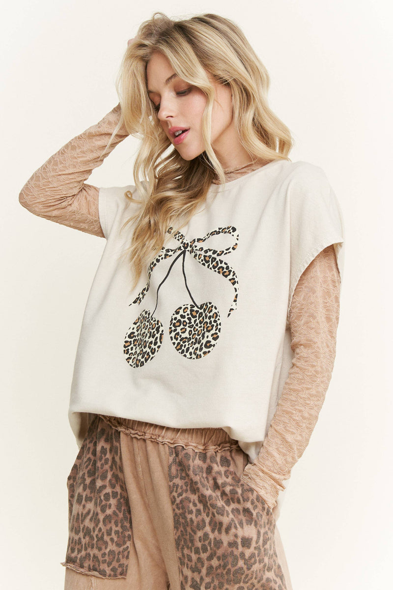 Mineral Washed Leopard Animal Cherry Graphic