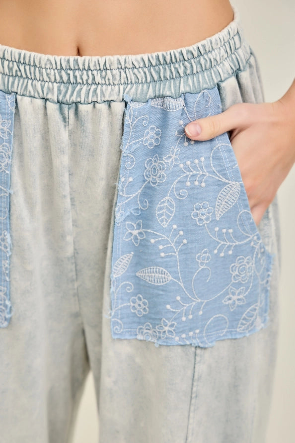 Mineral Washed Floral Denim Tops & Pants *Items Sold Separately