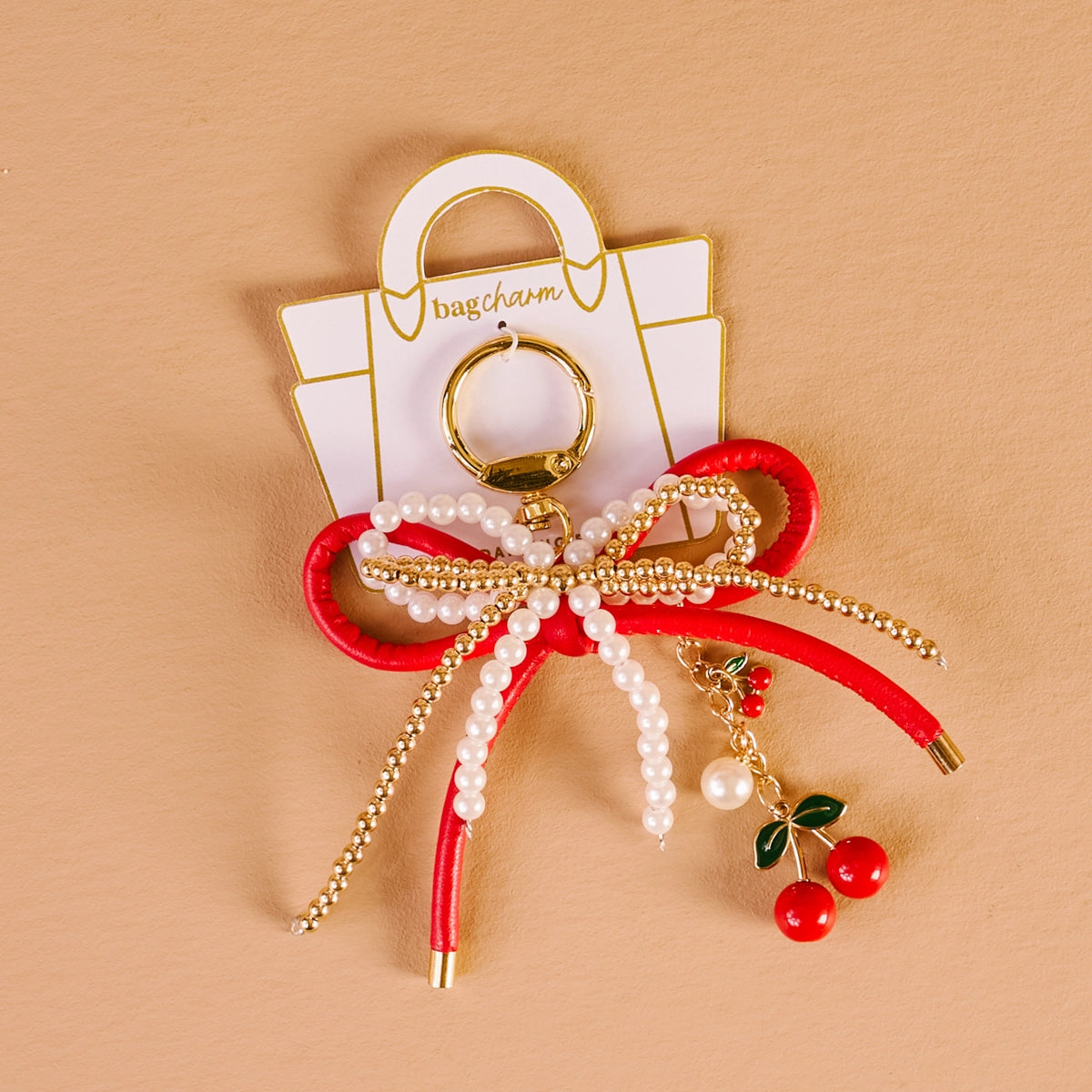 Layered Bows Bag Charm Cherry Bliss