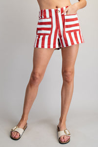 Mineral Washed Striped Shorts