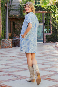 Mineral Washed Floral Printed Mini Dress