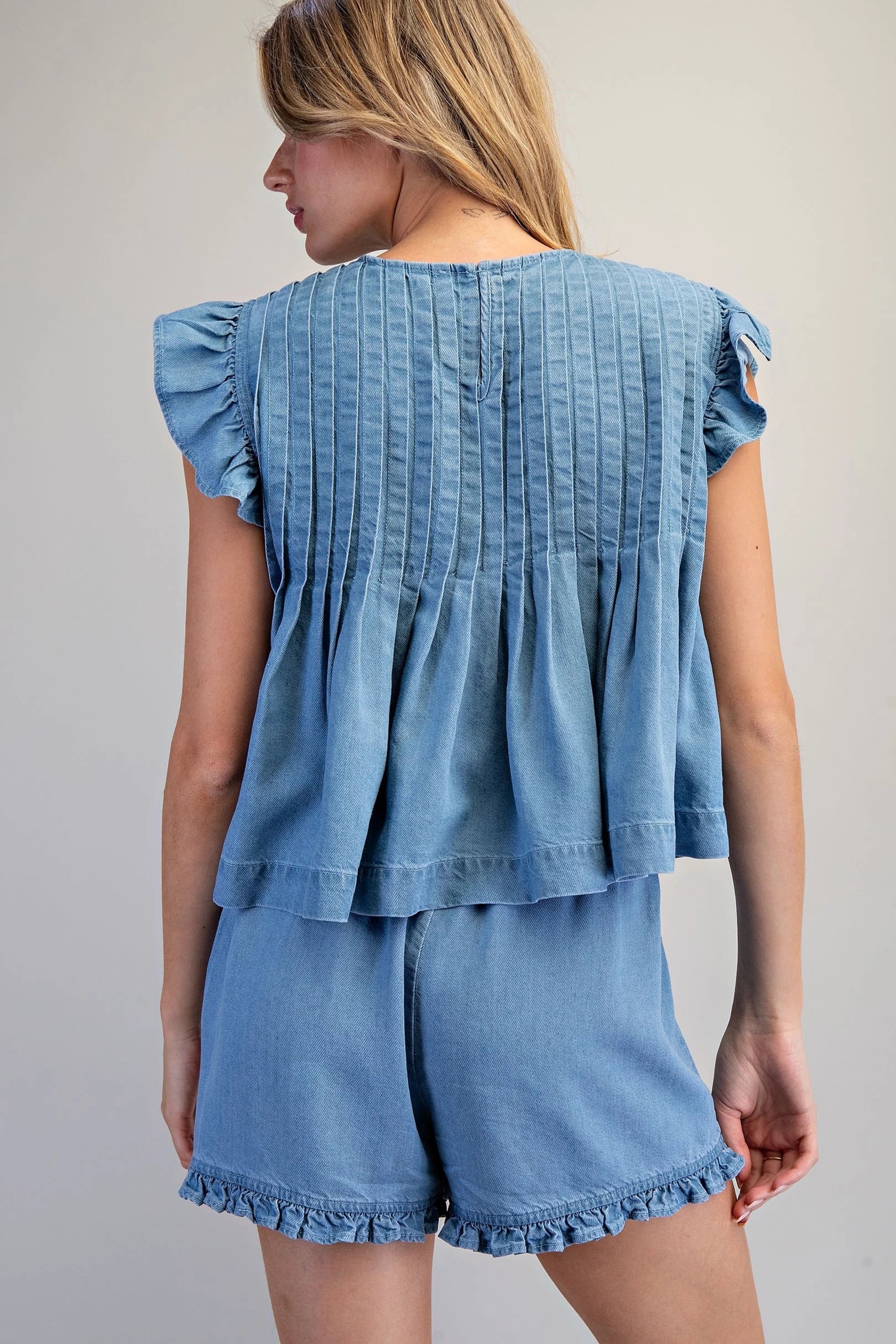 Pintuck Pleated Peplum Blouse