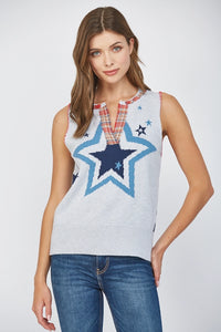 American Flag Motif Slvl Sweater