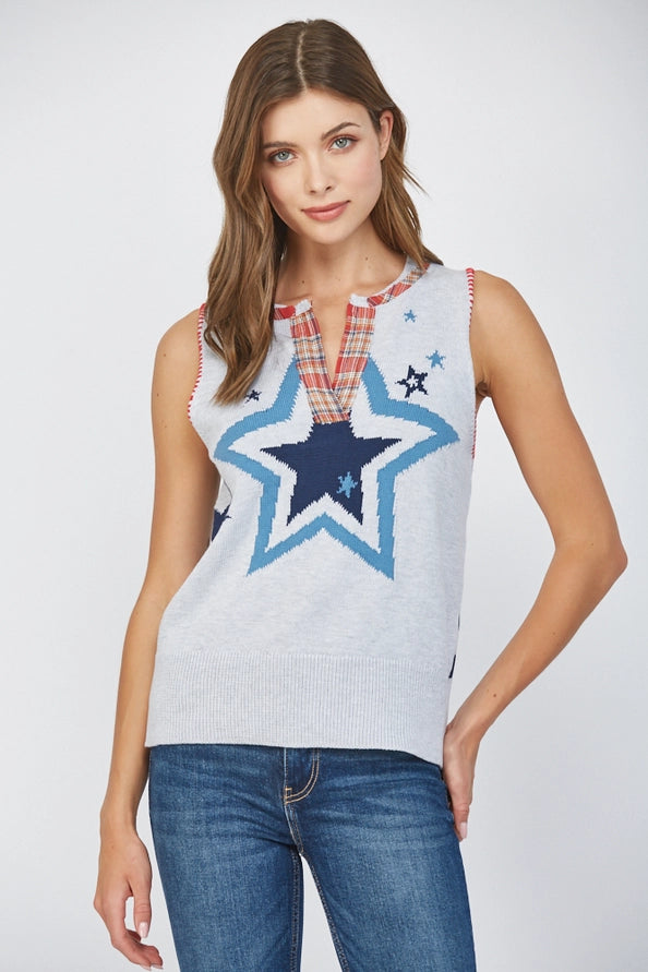 American Flag Motif Slvl Sweater