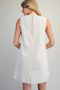 Pinstriped Back Zipper Mini Dress