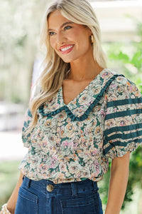 Elsa's Emerald Floral Top by Entro