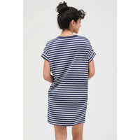 Navy Striped T-Shirt Mini Dress