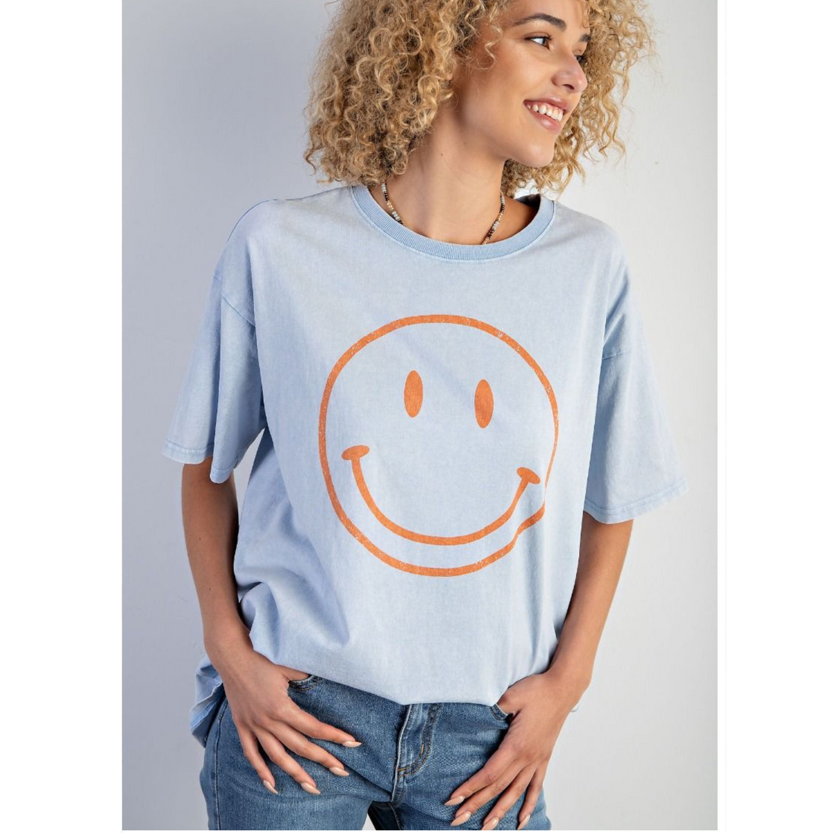 Mineral Washed Smiley Face Tee