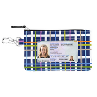 Plaid pouch with ID card holder on a white background