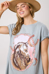 Fantastic Fawn Sequin Horse Mini Dress