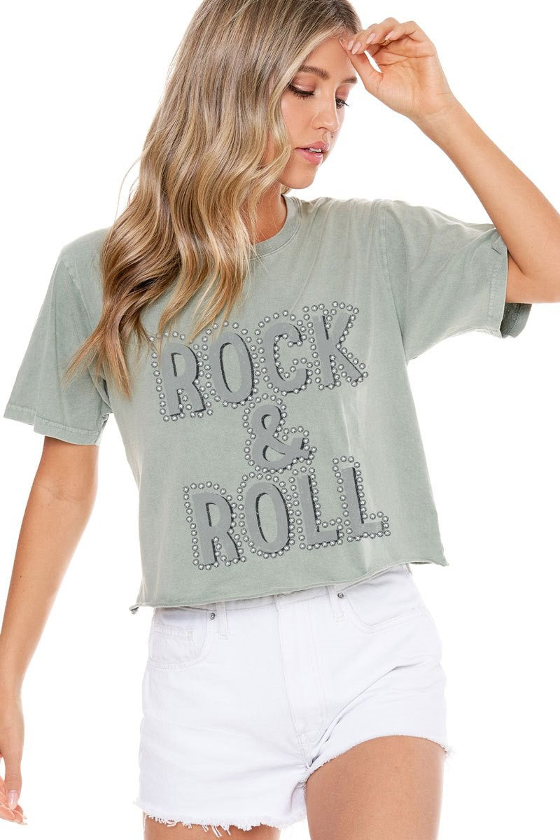 Zutter Puff Letter Rock & Roll Cropped Tee