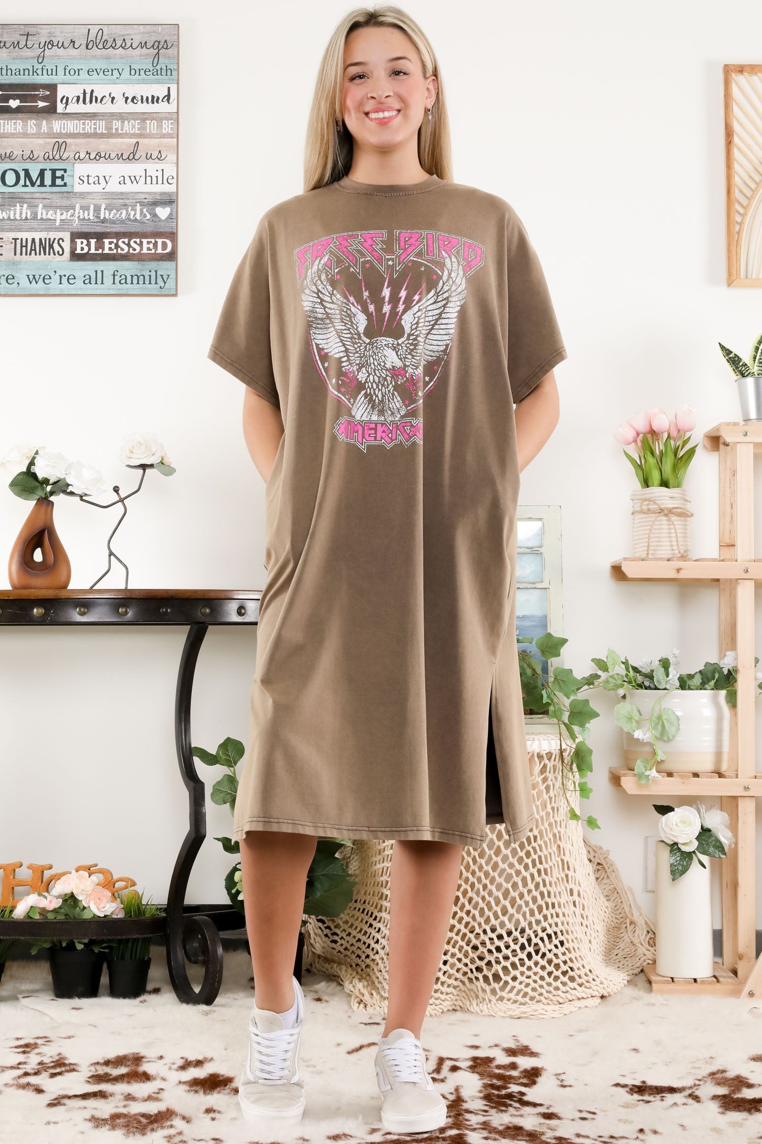 Free Bird American Graphic T-Shirt Dress*FINAL SALE* – Molly