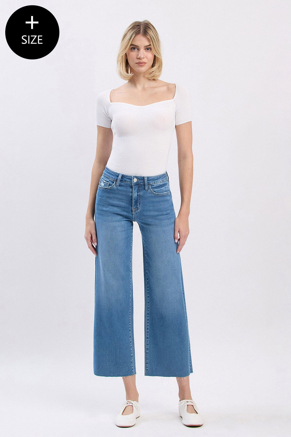 Curvy Blue Skies Crop Jeans by Vervet