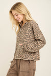 Trendy Leopard Print Half Zip Up Top