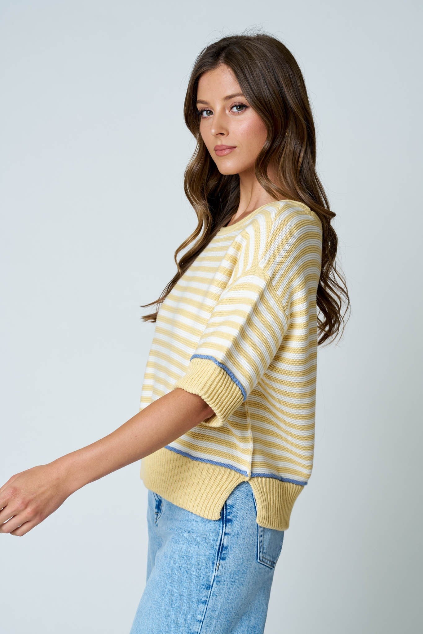 Stripe Sweetheart Trim Sweater