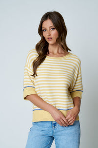 Stripe Sweetheart Trim Sweater