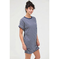 Navy Striped T-Shirt Mini Dress