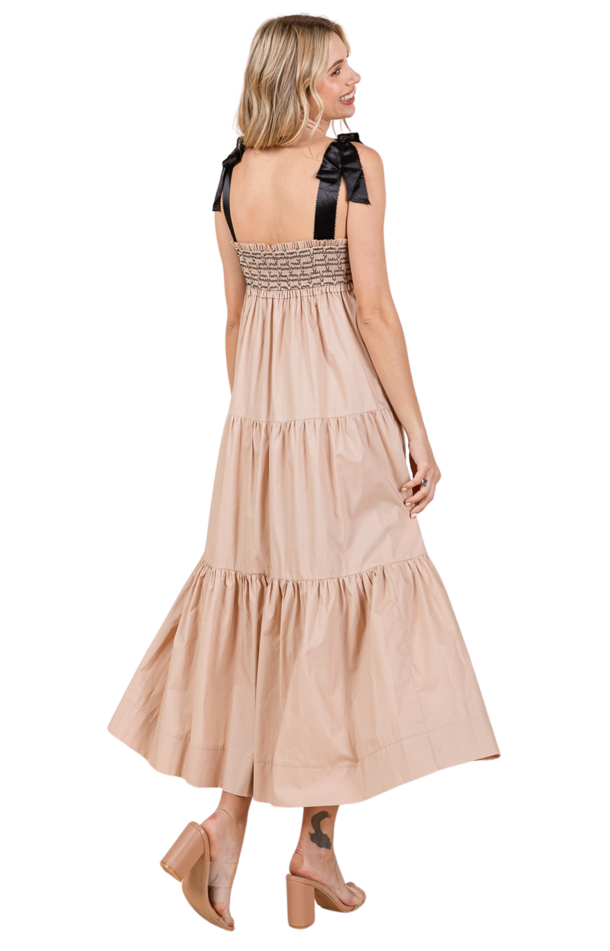 Lovelo Taupe Tiered Maxi Dress