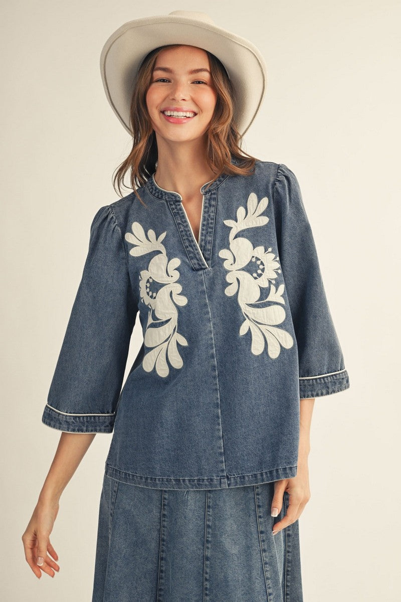 Blooming Days Denim Top