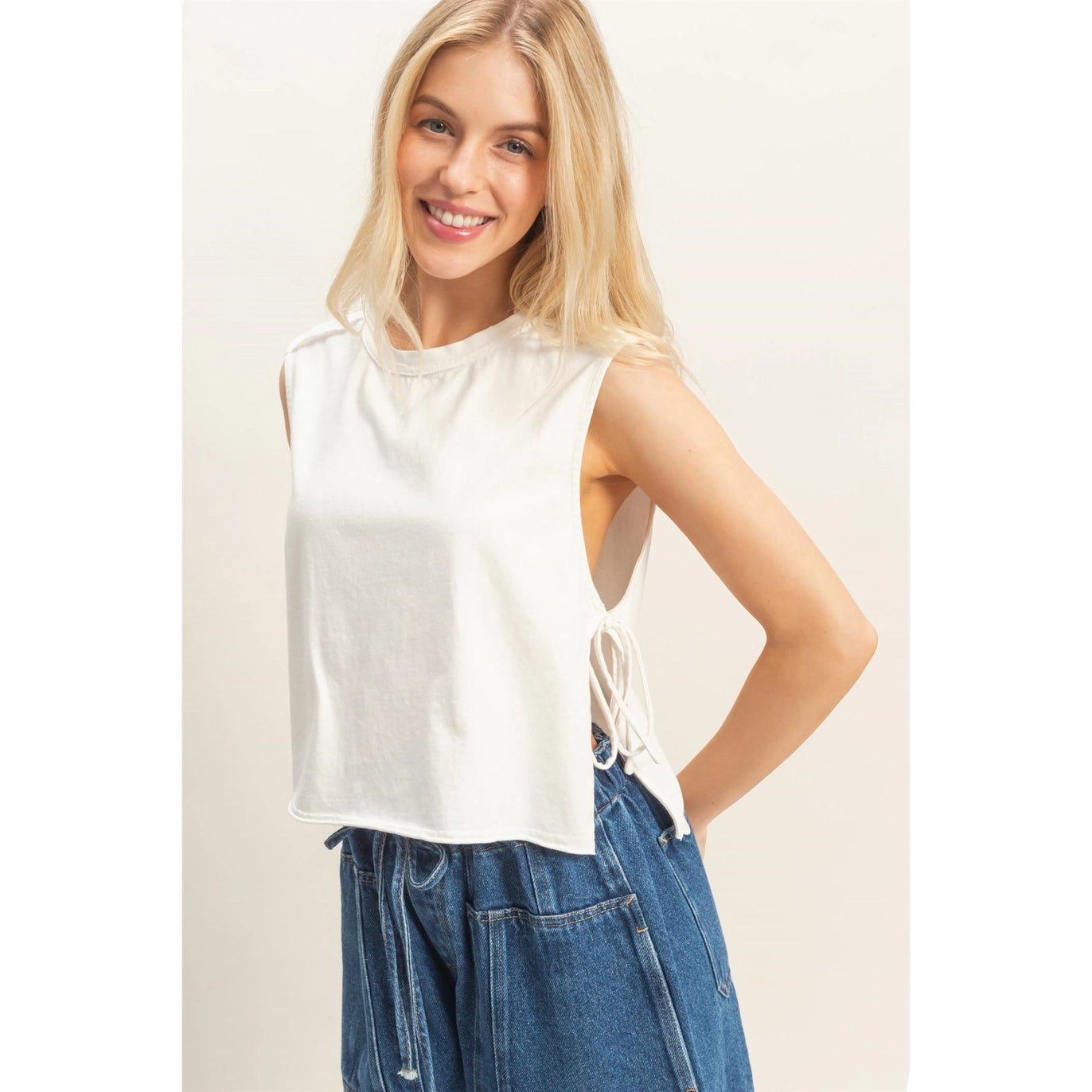 Sleeveless Raw Edge Top