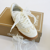 Notice Lace Sneakers Ivory Suede by dolce vita