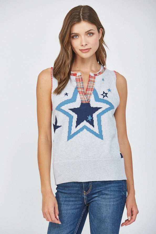 American Flag Motif Slvl Sweater