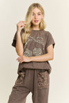 Mineral Washed Leopard Animal Cherry Graphic