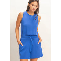 Drawstring Waist Sleeveless Romper