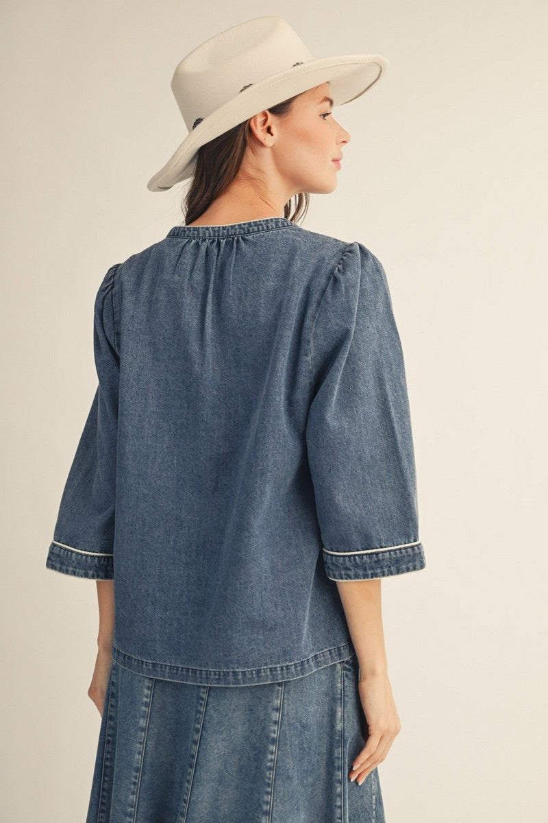 Blooming Days Denim Top