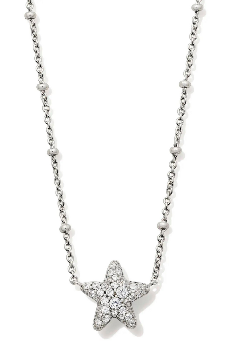 Jae Star Pave Short Pendant Necklace In White Crystal