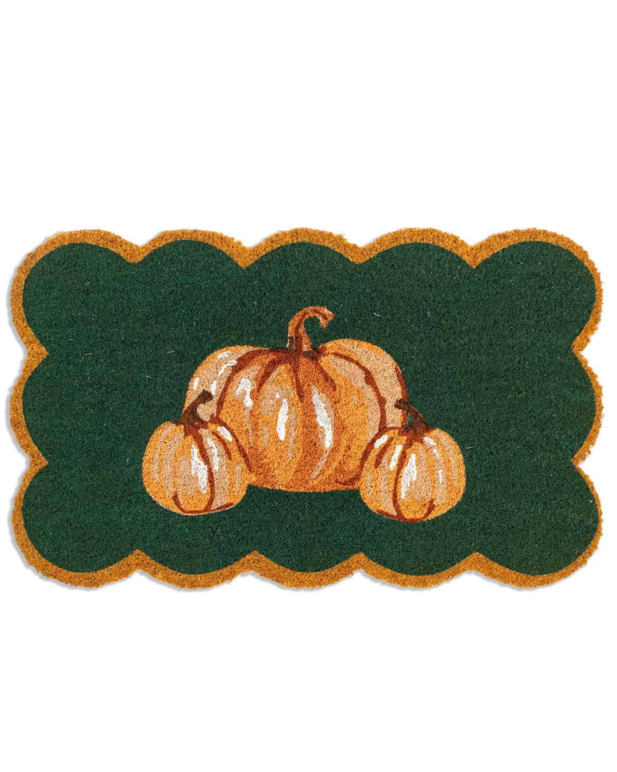 Scallop Pumpkin Coir Doormat Green/Orange - 30x18