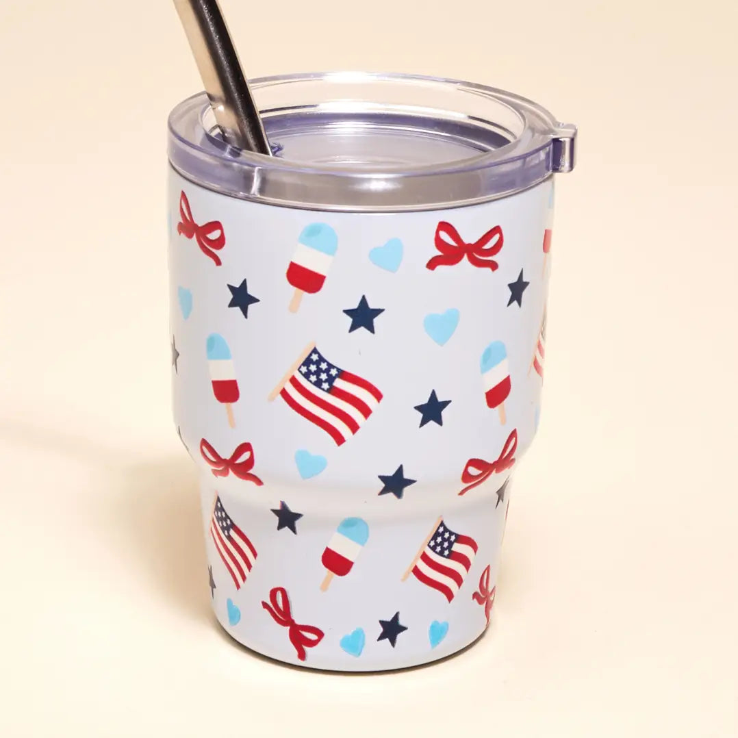 2 oz Tiny Tumbler–Red, White, & Bows