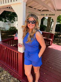 Drawstring Waist Sleeveless Romper