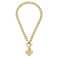 Susan Shaw Gold Cross Front Toggle Necklace