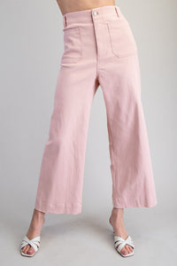 Dusty Pink Soft Washed Wide Leg Pants for Women