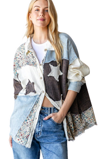 Washed Star Patchwork Top  