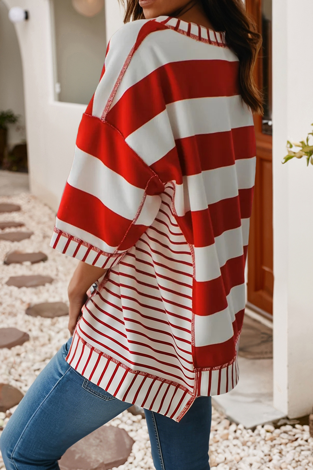 Sequin Bow Patriotic Half Sleeve Top