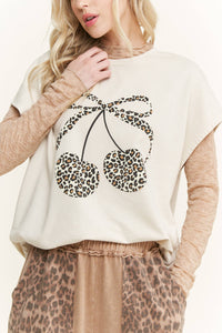 Mineral Washed Leopard Animal Cherry Graphic