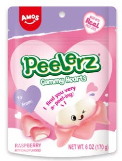 Amos Peelerz Valentine Gummy Hearts 6oz Bag