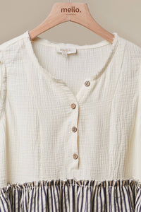 Striped Tiered Button Sleeveless Top
